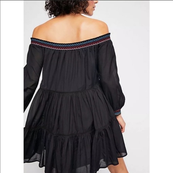 NWT FREE PEOPLE Black Sunbeams Off Shoulder Mini - Picture 7 of 8